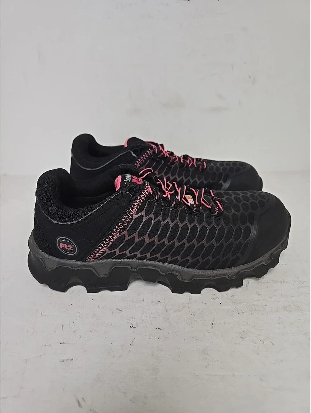 Timberland PRO Women's Powertrain Alloy-Toe Work Shoes A1RTM Black/Pink 7W